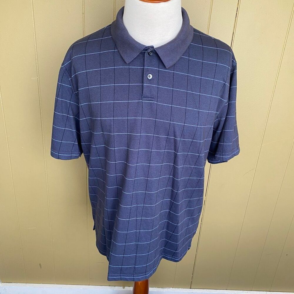 Geoffrey Beene men XXL 2 button short sleeve collar square print polo